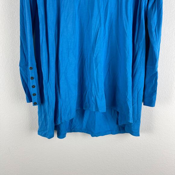 Soft Surroundings Modal Tunic Top Womens Large Blue Long Sleeve Stretchy Button - Picture 3 of 11